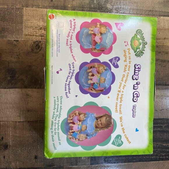 Mattel 2001 Cabbage Patch Kids Sing N Go Triplets 8.5" Baby Dolls & Carrier Rare - Picture 11 of 14
